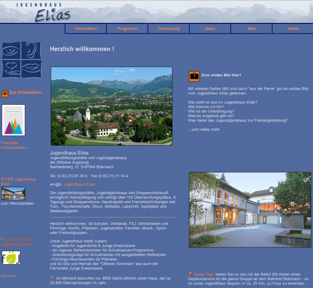 jugendhauselias alte homepage screenshot